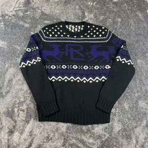Ralph Lauren Purple Label Hand Knit Cashmere Fair Isle Black Purple NWOT M *Read